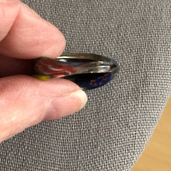 Vintage Estate 70s Lucite Abstract Millefiori Dome Chunky Fairy Boho Disco Ring - Picture 4 of 5